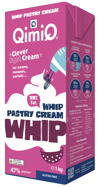 QimiQ Whip — Australian whipping cream, 19% fat, stable for mousses, parfaits and pastry cream